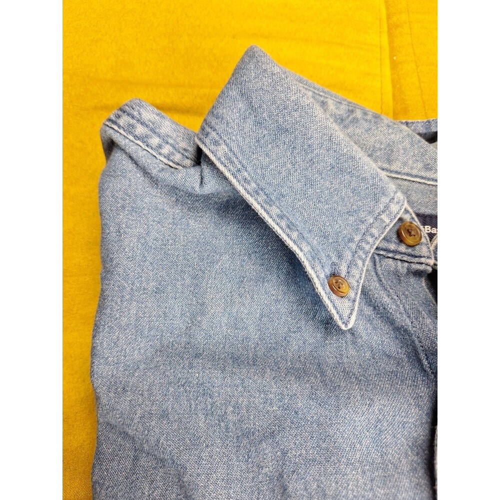 Croft & Barrow Mens M Blue Denim Long Sleeve Button Up Shirt - Picture 5 of 7